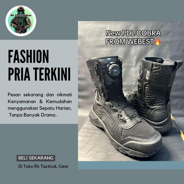 New Arrival Sepatu Tactical Cobra Terbaru - Original Merk Tactical Shoes Boots Pria Warna Hitam