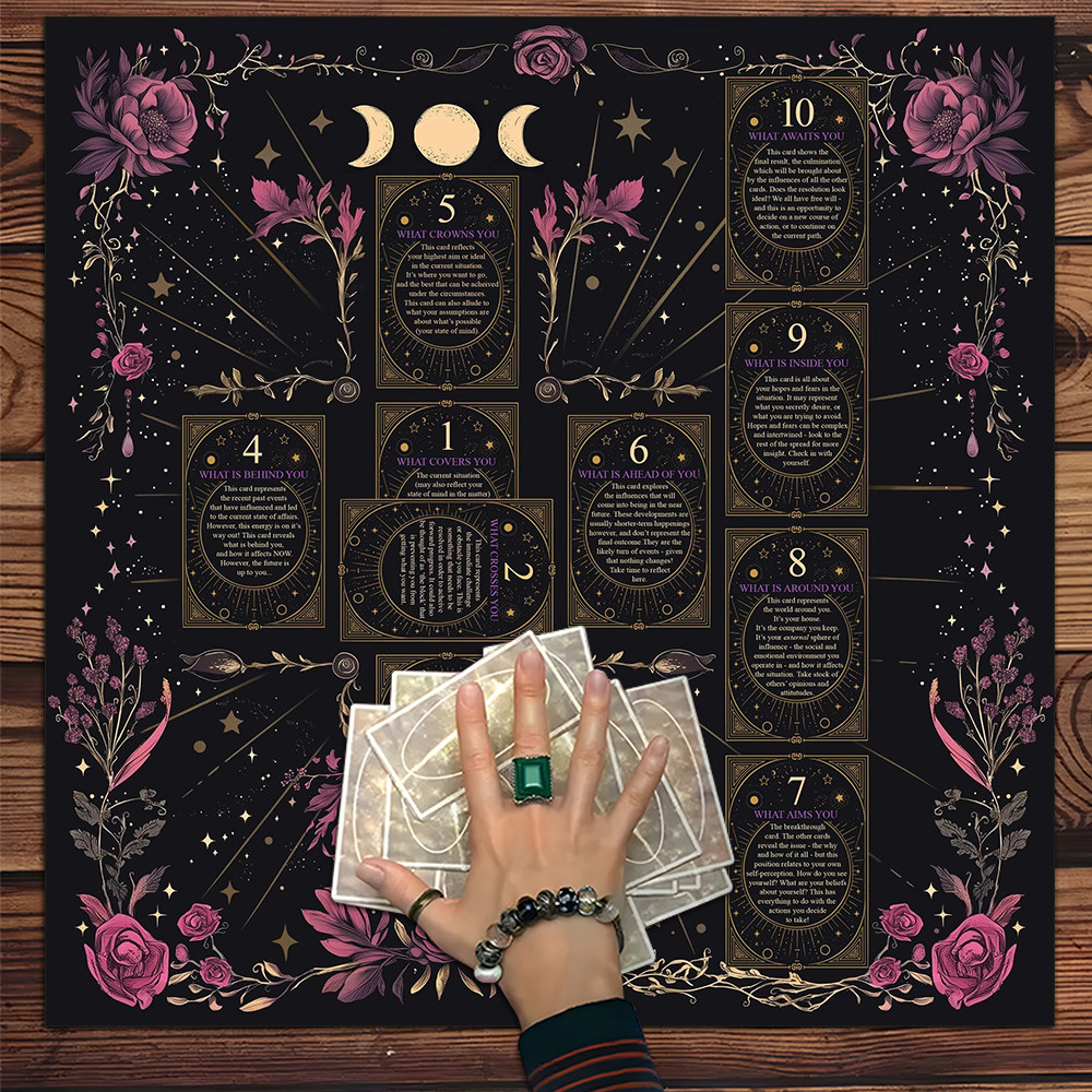 Celtic Cross Altar Cloth Tarot Card Table Cloth Witch Moon Divination Table Cover For Tarot Mat