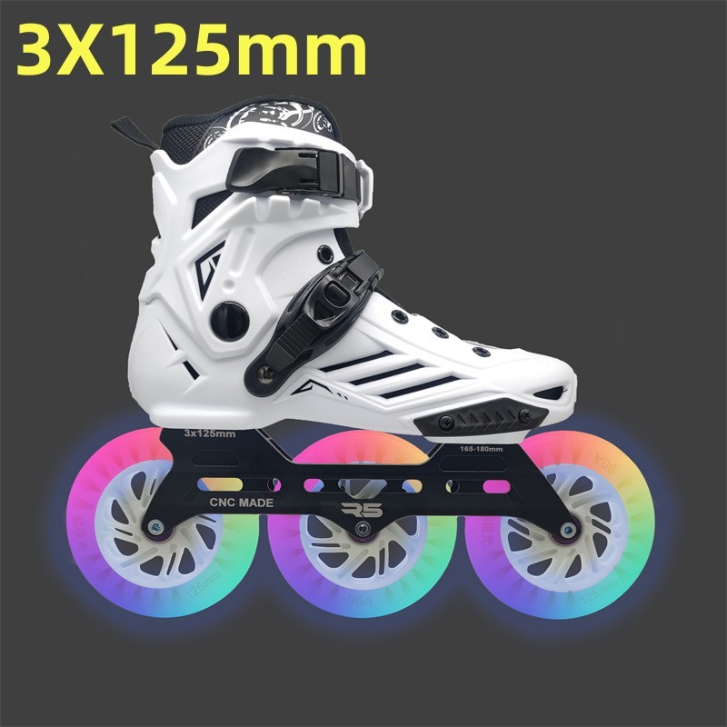 125mm LED Flash Inline Speed Skates Shoes for Male Female Adults 3X125mm Street Road Downhill Fast