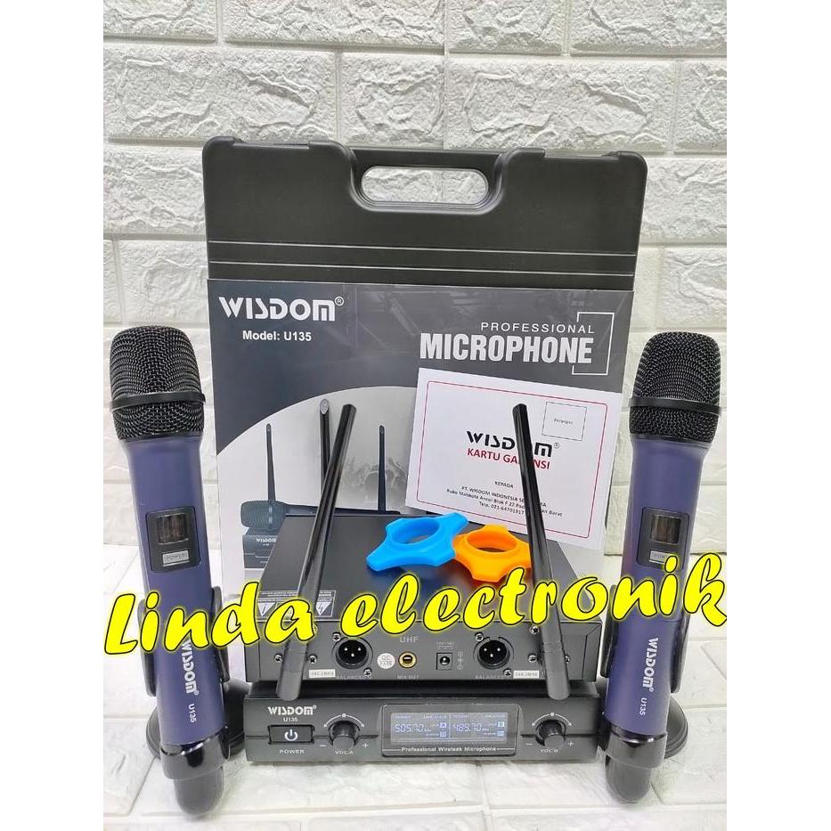 Mic Wireless Wisdom U135 2 Mic Pegang Mic Wisdom U 135 Original