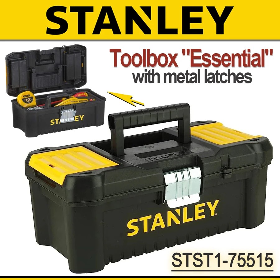 Stanley STST1-75515 Toolbox "Essential" with Metal Latches Portable Plastic Essential Toolbox with