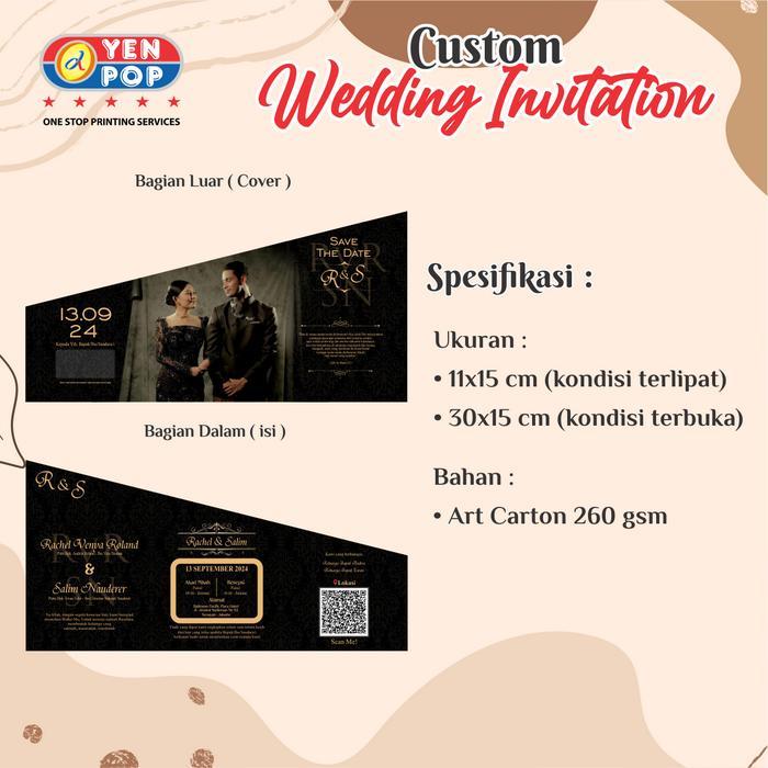 Younger_Shop ( Dapat 50 Pcs ) Undangan Pernikahan Asimetris Unik By Yenpop Digital Printing