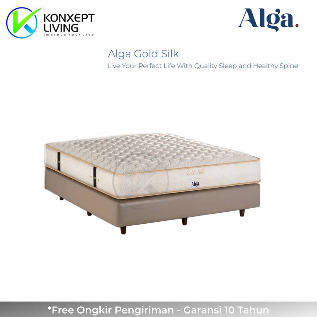 Alga Springbed Gold Silk Pillow Top Ukuran 160x200 Fullset Tanpa Sandaran