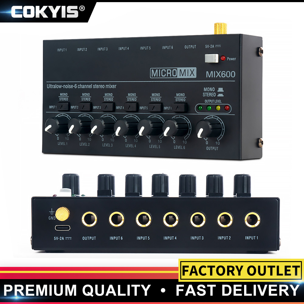 . Sound Mixer Ultra Low Noise Stereo Line Mixer Mini Professional Power -