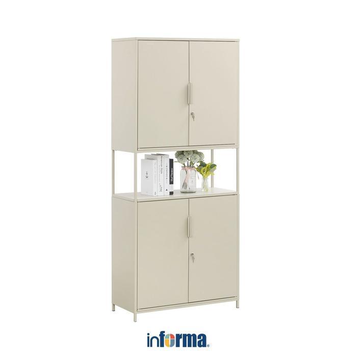 ` Informa Lynd Lemari Arsip Kantor Metal 4 Pintu - Krem Beige Berkas Kantor Tempat Penyimpanan
