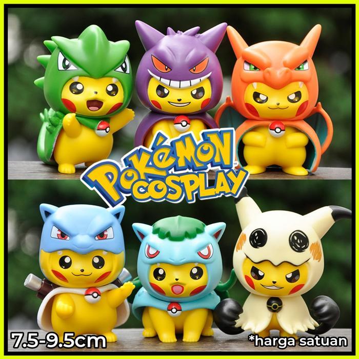 Action Figure POKEMON PIKACHU COSPLAY - Miniatur Topper Kue Pajangan Mainan Pikacu Black Clover