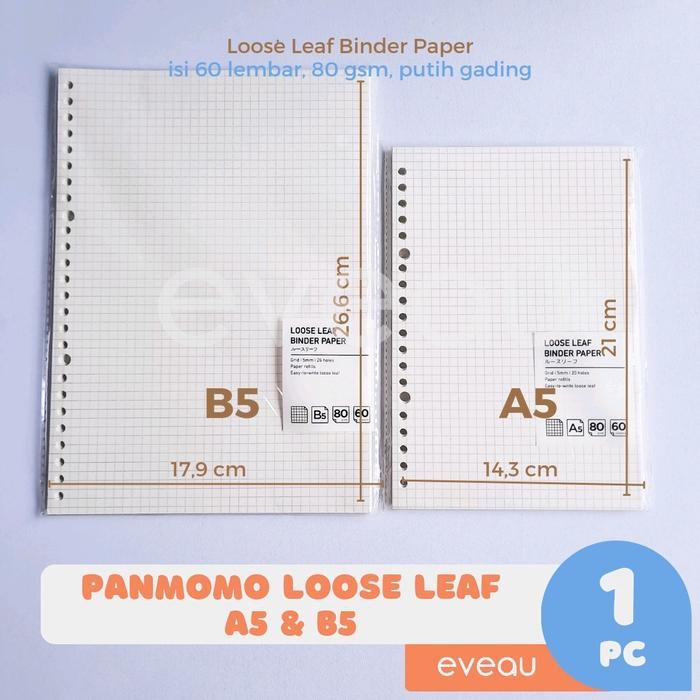 PANMOMO LOOSE LEAF BINDER PAPER A5 B5 60 LEMBAR 80 GSM KERTAS ISI BINDER WARNA PUTIH GADING MOTIF
