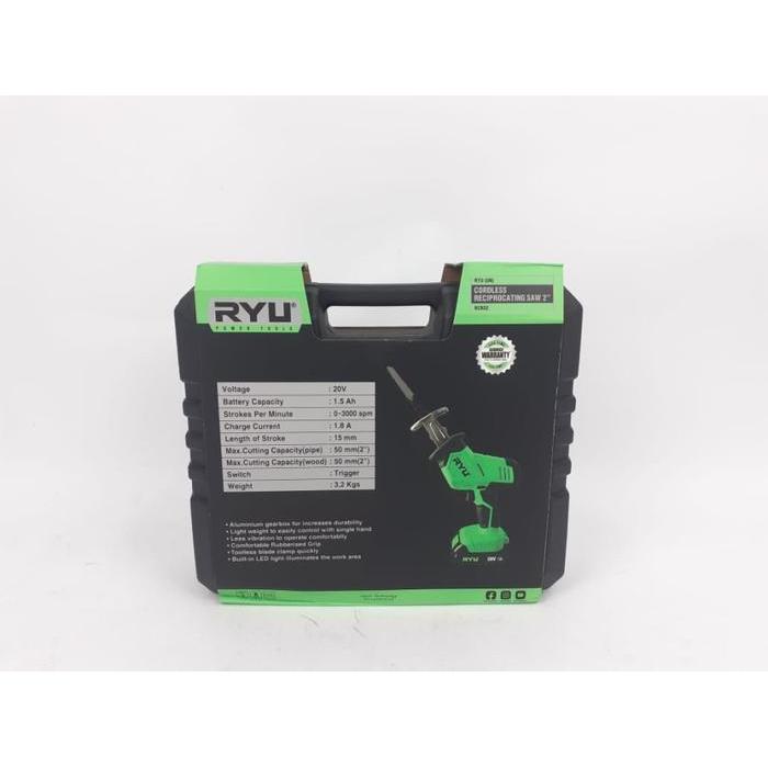 RYU CORDLESS RECIPROCATING SAW GERGAJI TRIPLEK JIG SAW BATERAI 20V