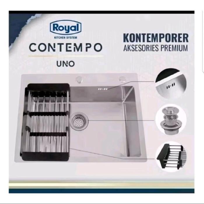 ROYAL KITCHEN SINK CONTEMPO UNO 6045 STAINLESS / BAK CUCI PIRING STAINLESS ROYAL CONTEMPO UNO 6045
