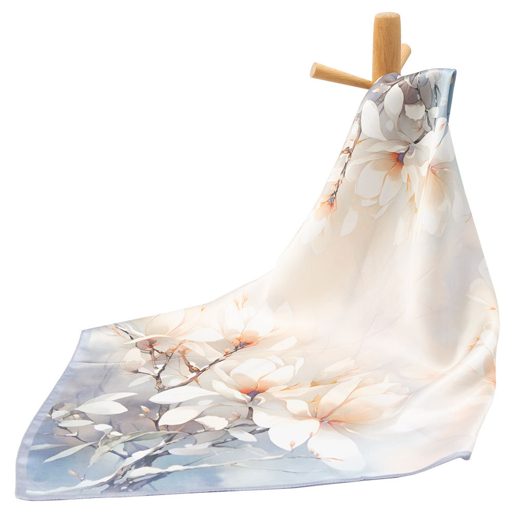 53cm 100% Natural Silk Man Scarves Women's Scarf Novelty Square Flower Girl's Handkerchief Top Gift