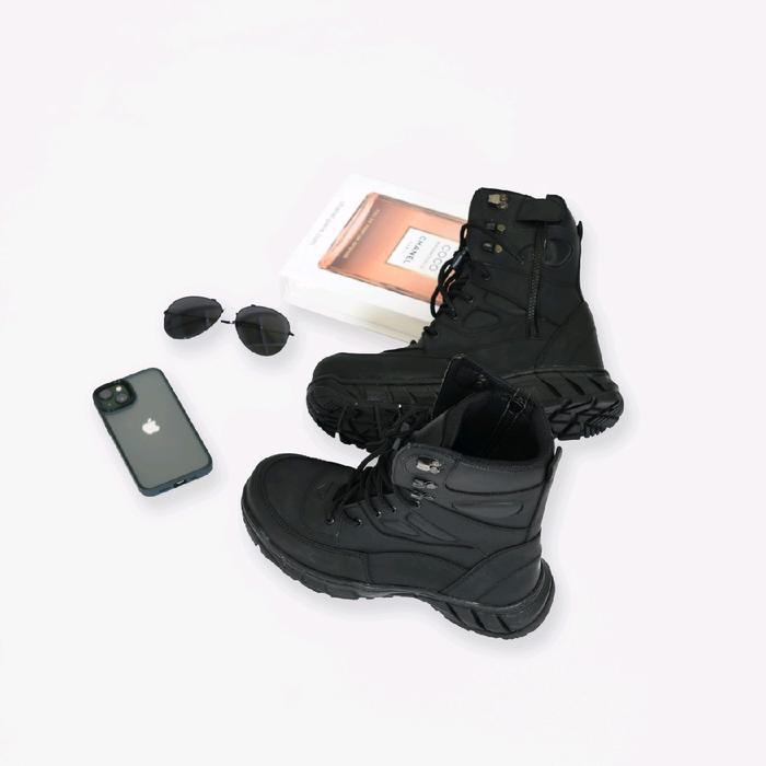 sepatu pdl tni polri sepatu tactical sepatu biker touring black venom Karet Boots