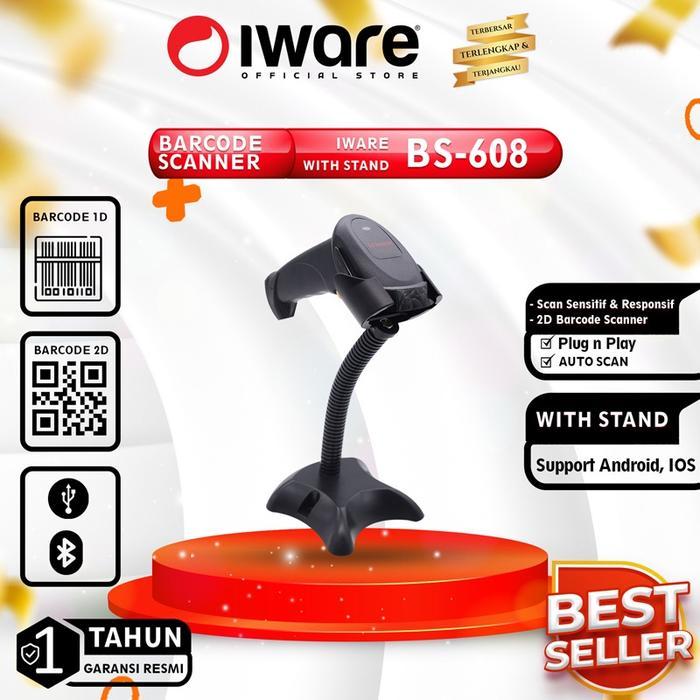 Ready Barcode Scanner 2D iware BS-608BT BS-609BT Android Ios Stand
