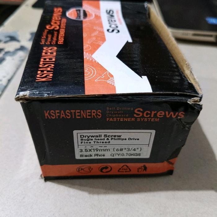 Sekrup Gypsum 3/4 Inchi Skrup Gypsum 2Cm 1Box Isi 500Pcs Baut Sekrup Pasti Promo