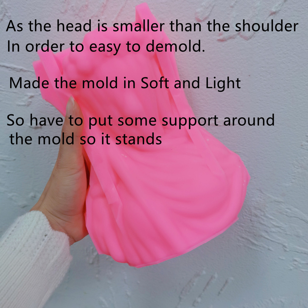 " Veiled Lady Candle Silicone Mold Female Bride Antique Bust Statue "