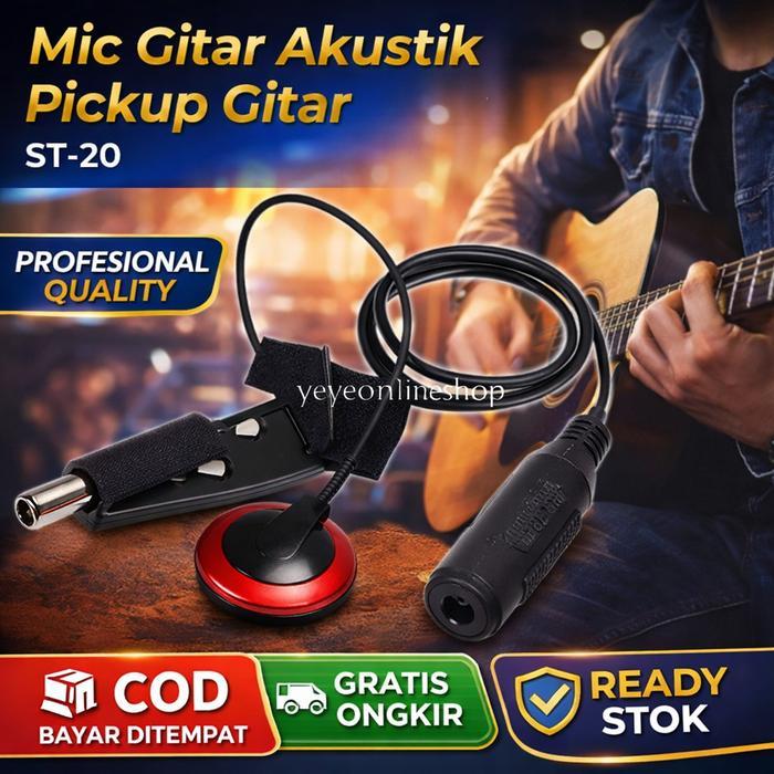 Mic Gitar Akustik Tempel Pickup Gitar Akustik ST-20 Merah Y3712