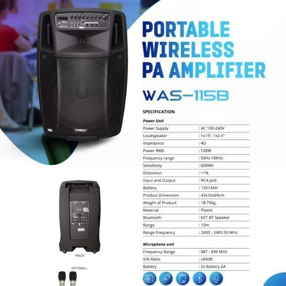 Speaker Portable 15 Inch Krezt Was115B Was 115B Original Krezt