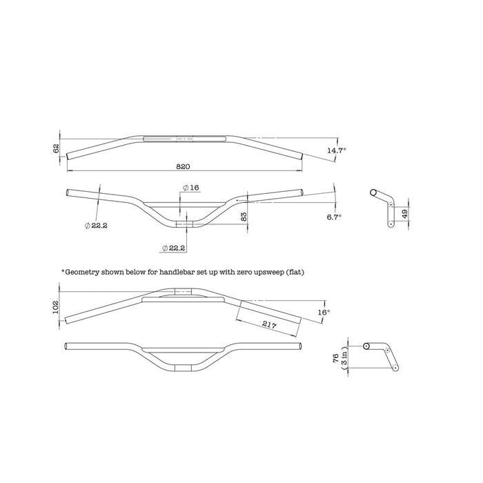 KOMPLIT Stang Sepeda Sunrise Bar Stang Handlebar Surly Sunrise Sepeda MTB BMX