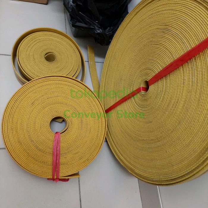 "New" KANVAS CONVEYOR KUNING STRIP MERAH 1 INCH X 3 PLY