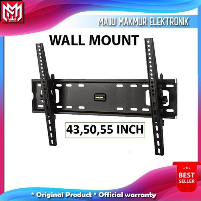 Bracket Braket Breket TV 43, 50, 55 Inch Fleksibel 15 Waterpass Fisher Ke Tembok Baut Ring VESA