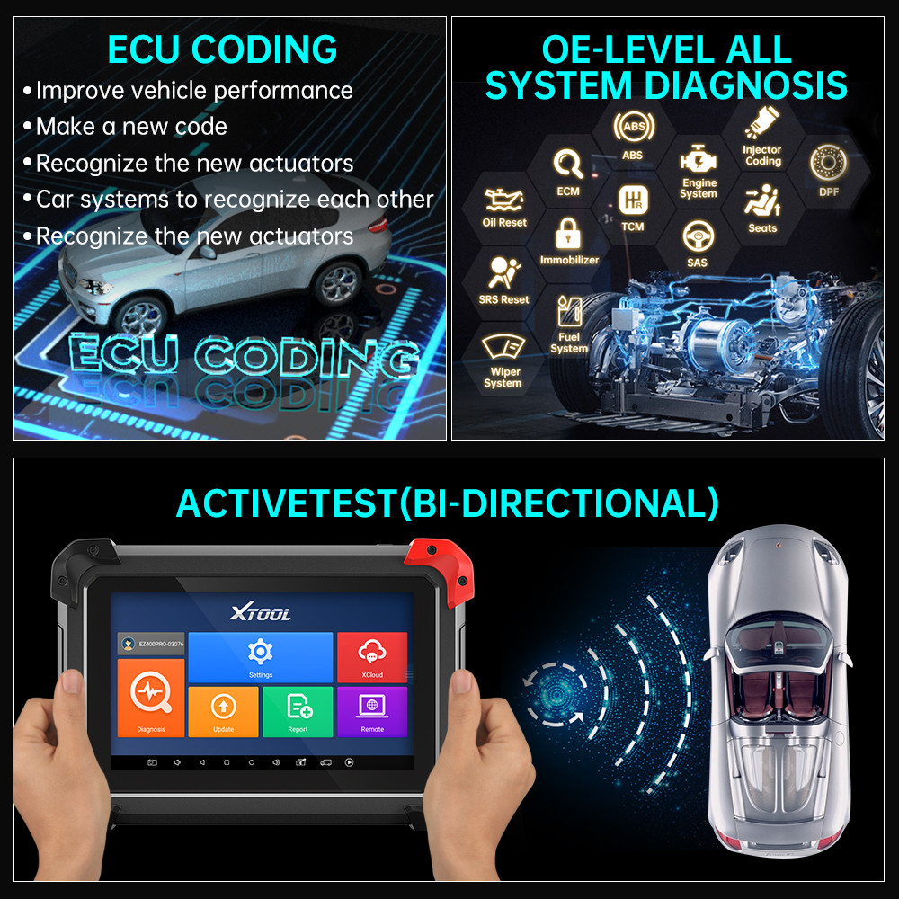. 2024 Xtool Ez400 Pro Car Diagnostic Tools Full System 38+ Reset Ecu Coding Bidirectional Control -