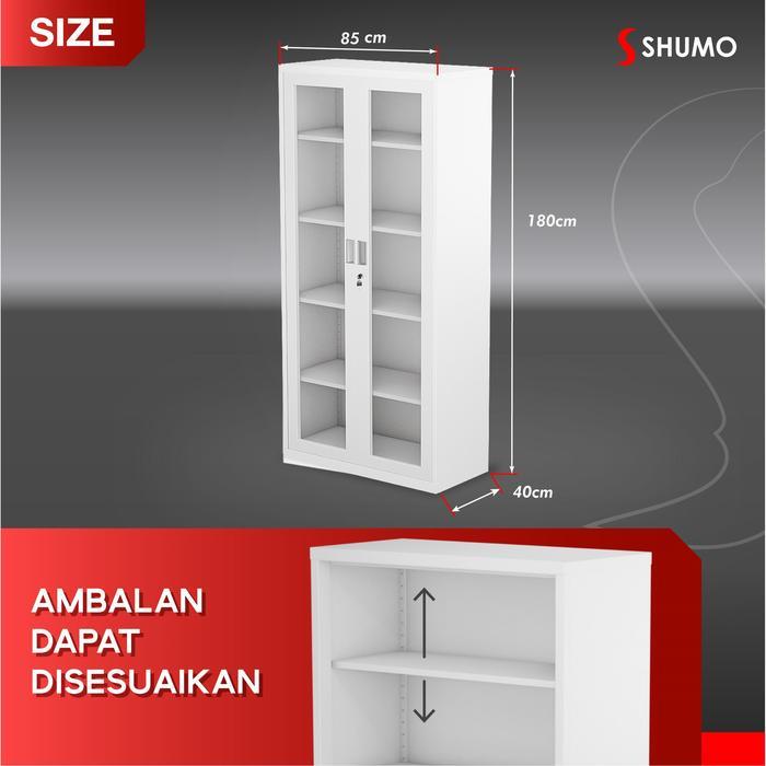` SHUMO Super White Lemari Arsip Besi 2 Pintu Swing Kaca