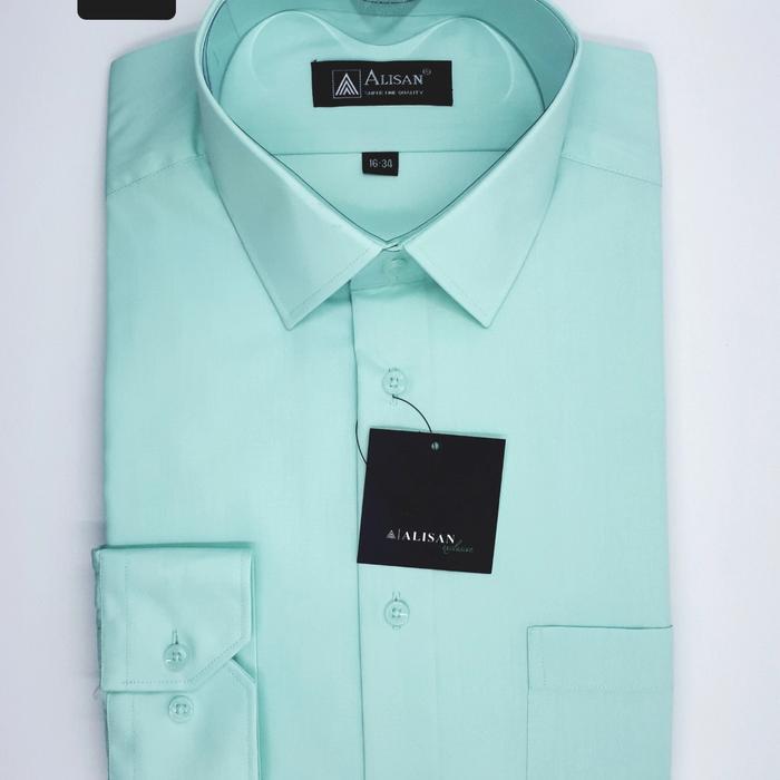 Alisan Reguler Kemeja Pria Lengan Panjang Reguleraneka Warna H2 Hijau Mint
