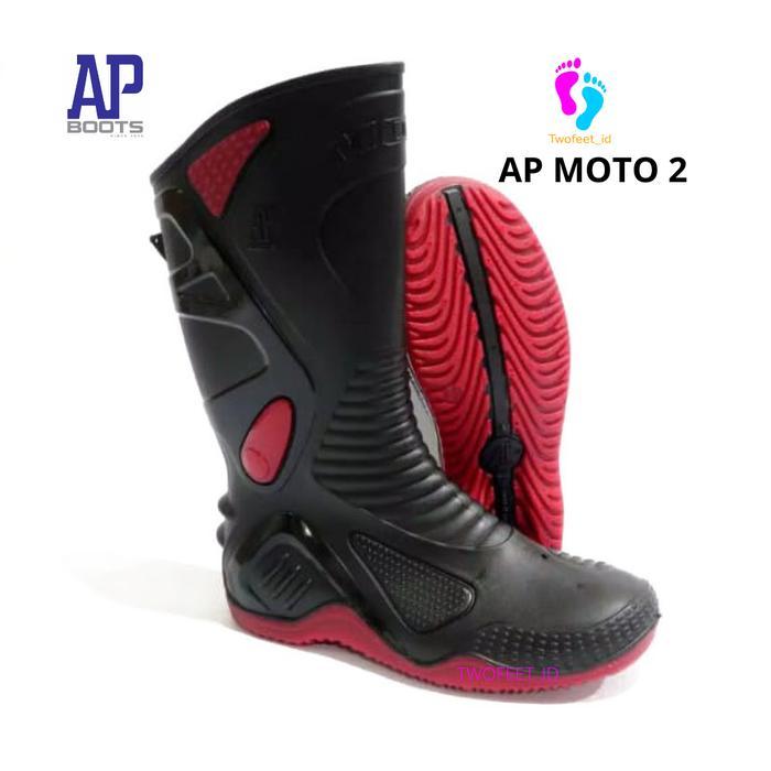 AP MOTO 2 - SEPATU AP BOOTS MOTO 2 - AP BOOTS MOTO 2 BLACK RED 38-45 - SEPATU BOOT SEPATU BIKERS