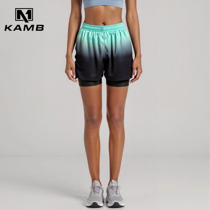 SALE KAMB Celana Pendek Olahraga Unisex Dua-Dalam-Satu 2in1 Sport Shorts Dua Potong Palsu Warna