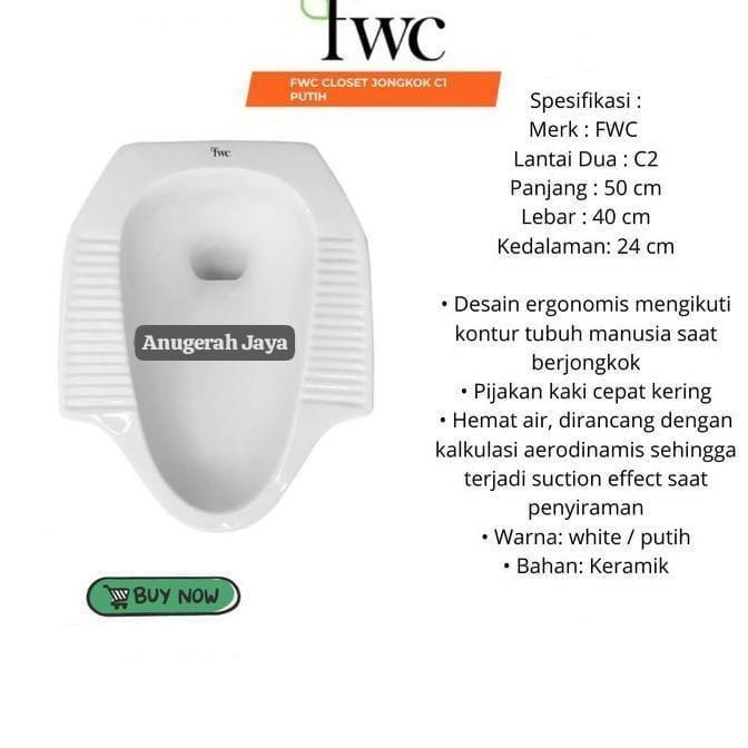 CLOSET JONGKOK CORONG C2 FWC // KLOSET JONGKOK FWC PUTIH - BIRU - IVORY LANTAI 2