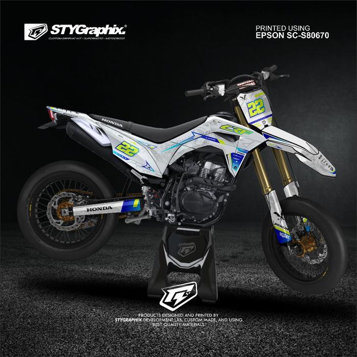 DECAL CRF 150L DTRACKER KLX BF KLX GORDON WR 155R PUTIH KOMBINASI STABILO