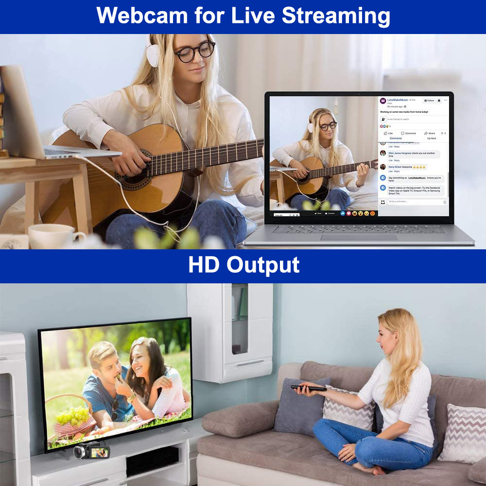 . Camcorder 4K Ultra Hd Video Camera 16X Digital Zoom 270 Degree -