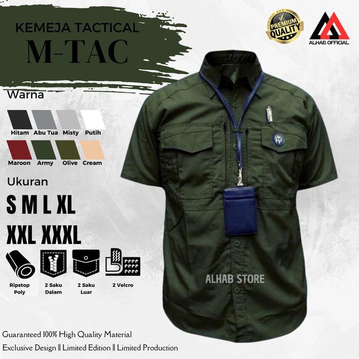 Kemeja Tactical MTAC Pria Lengan Pendek - Baju PDL Lapangan Bahan Ripstop Polyester