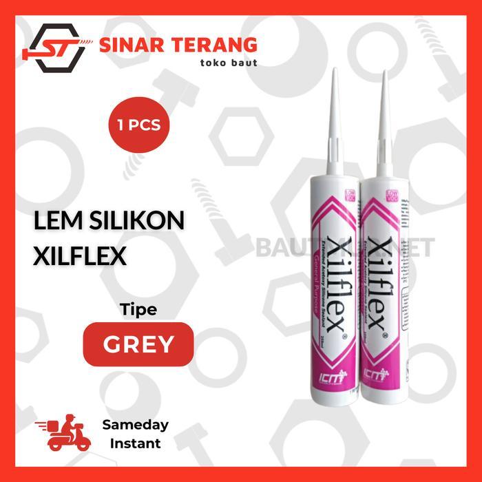 Lem Silicone Sealant Xiflex Grey Asam - Lem Kaca 250 Ml