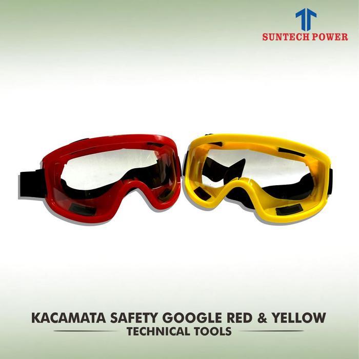 Kacamata Safety Googles Anti Kabut Merah Kuning Lentur