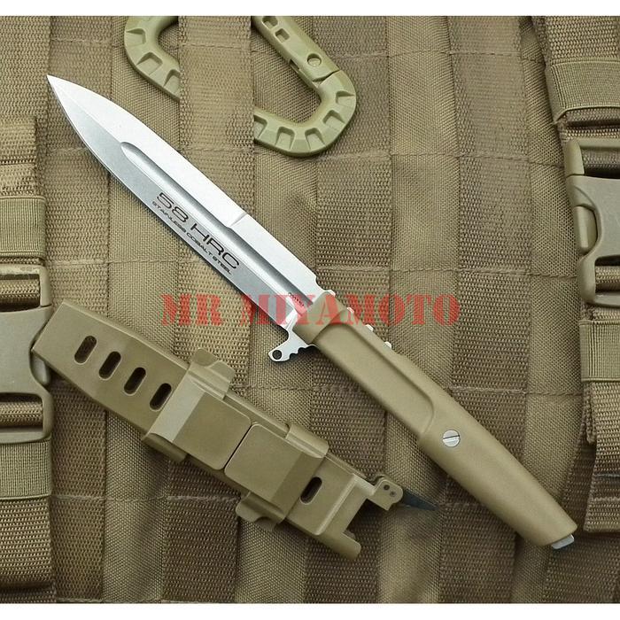Pisau Camping Extrema Ratio 58HRC REQUIEM DESERT Combat Stiletto Outdoor Survival Adventure