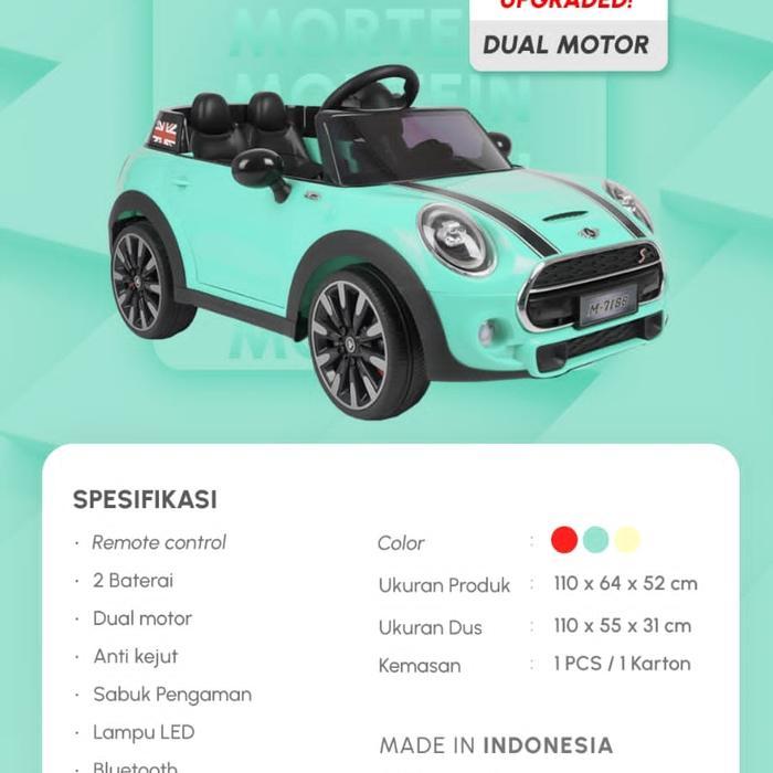 Mobilan Aki Anak Mini Cooper PMB 7188 M7188 M-7188 - merah, asuransi