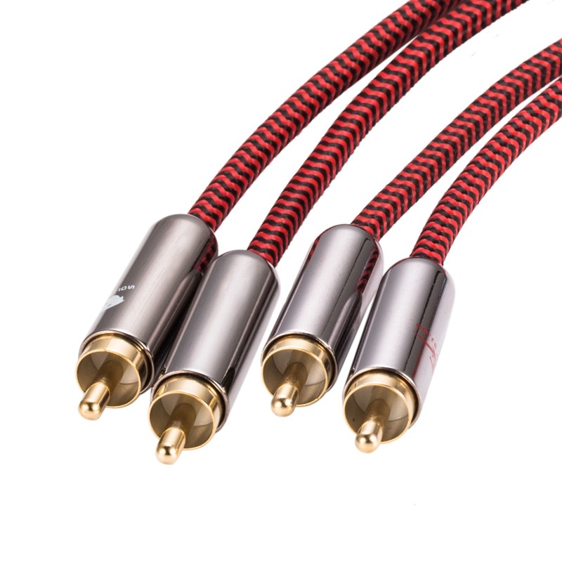 Primium Audio Cable Dual RCA to Dual RCA for AMP Subwoofer Speaker Car DVD 2 RCA Male to Male