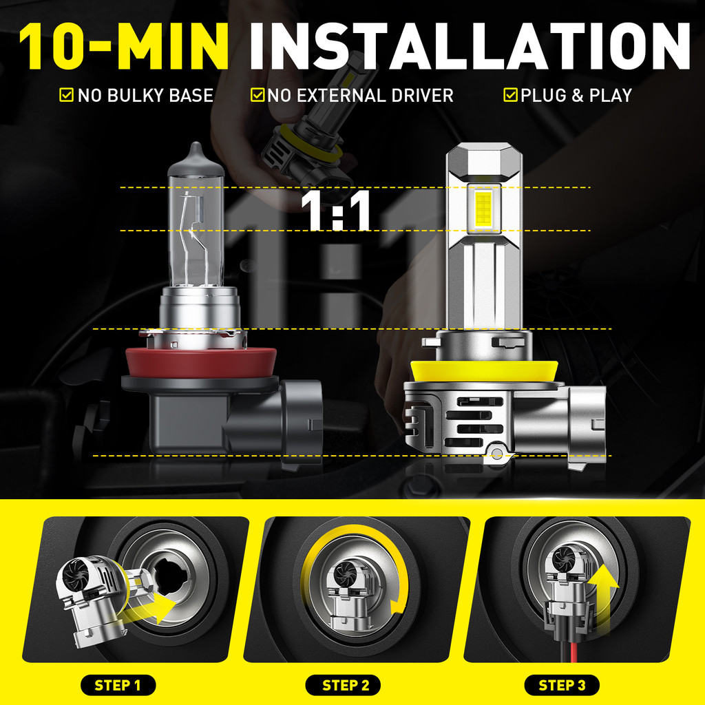 AUXITO 2Pcs Canbus H8 H11 LED Headlights 30000LM Super Bright 9005 HB3 9006 HB4 9012 HIR2 Led Lamp
