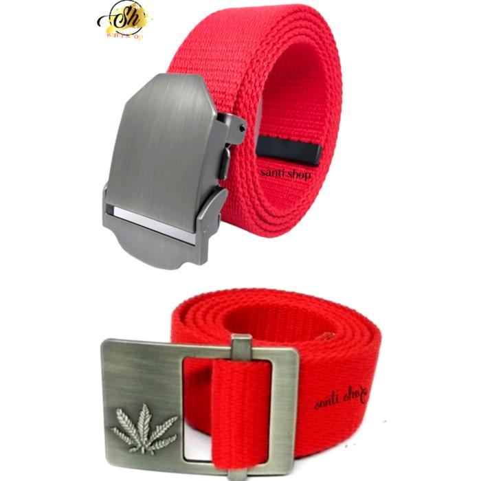 ikat pinggang pria wanita kain merah