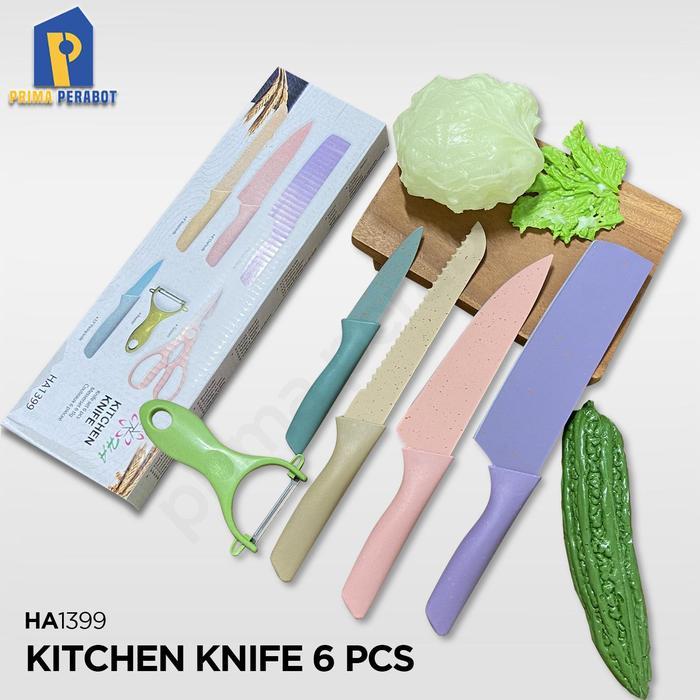 Pisau Elegan set 6 pcs Pisau Dapur Stainless Corrugated Kitchenware