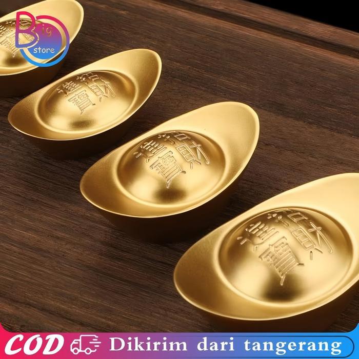 Yenpao Emas Dekorasi Yuan Bao Emas Logam Hiasan Yen Bao Feng Shui Hiasan Imlek Fengshui Yen Pao