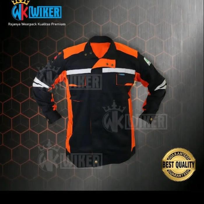 Wearpack semi jaket hitam orange/wiker/seragam kerja
