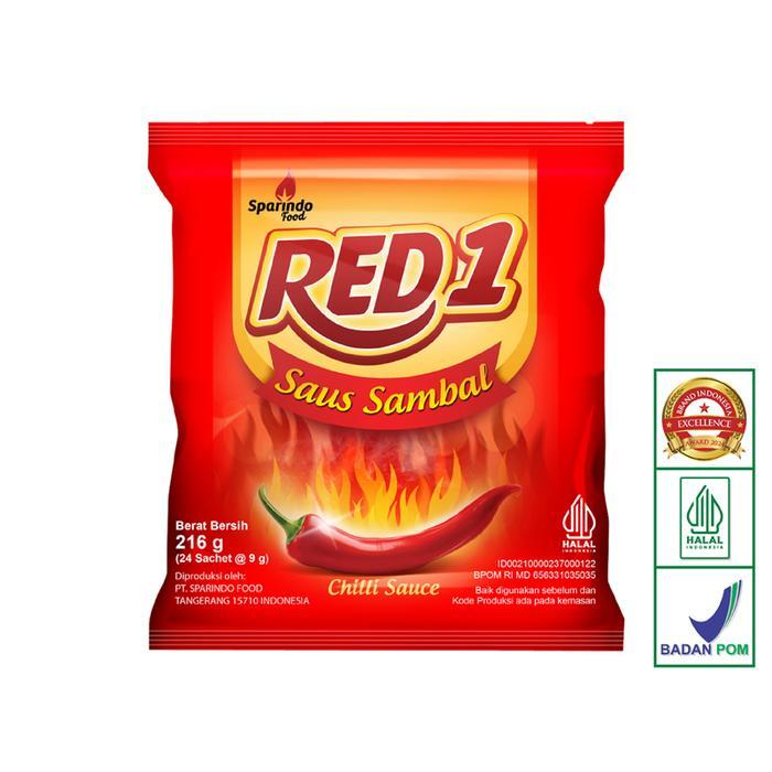 "New" RED1 Saus Sambal 9gr (24 sachet x 9 gram)