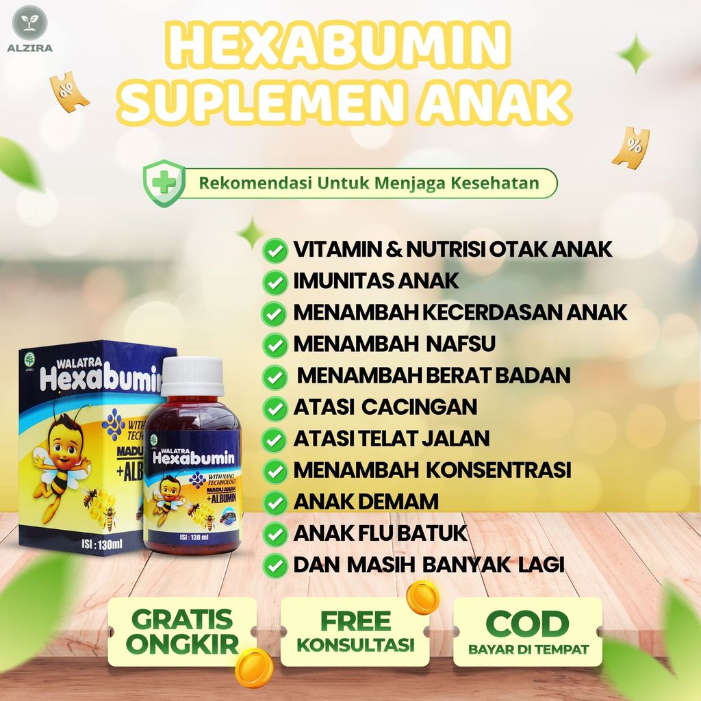 Obat Anak Demam, Flu Batuk, Konsentrasi & Nutrisi Otak Hexabumin BPOM RI HALAL MUI MANJUR DAN TERBUK