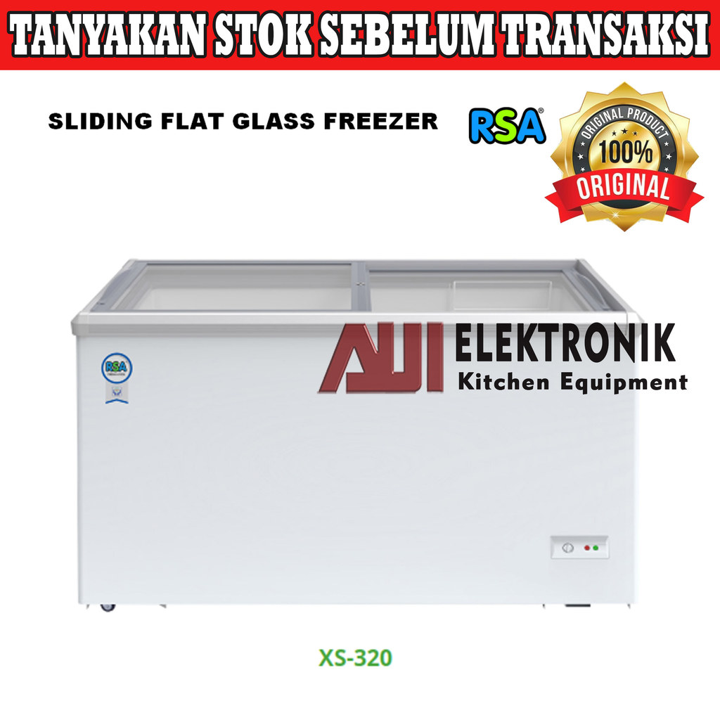 RSA XS-320 SLIDING Flat Glass Freezer / Freezer Pending / Freezer Kaca Geser / Freezer Box Pintu Kac