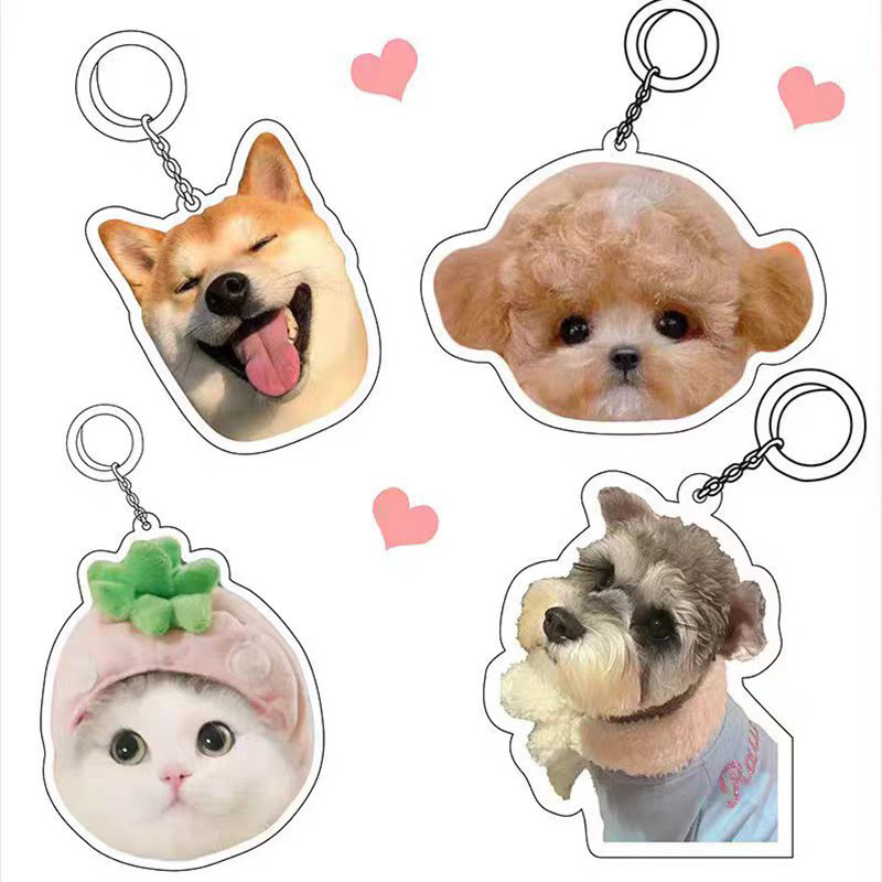 Kawaii Acrylic Keychain Factory Custom Cute Dog Cat Photos Keyring Cute Anime Keychains Bag Pendant
