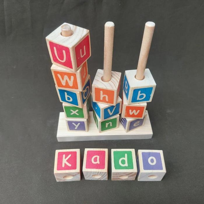 ` Mainan Menara Huruf / Alfabet Abjad ABC APE Edukasi Edukatif Anak Aika