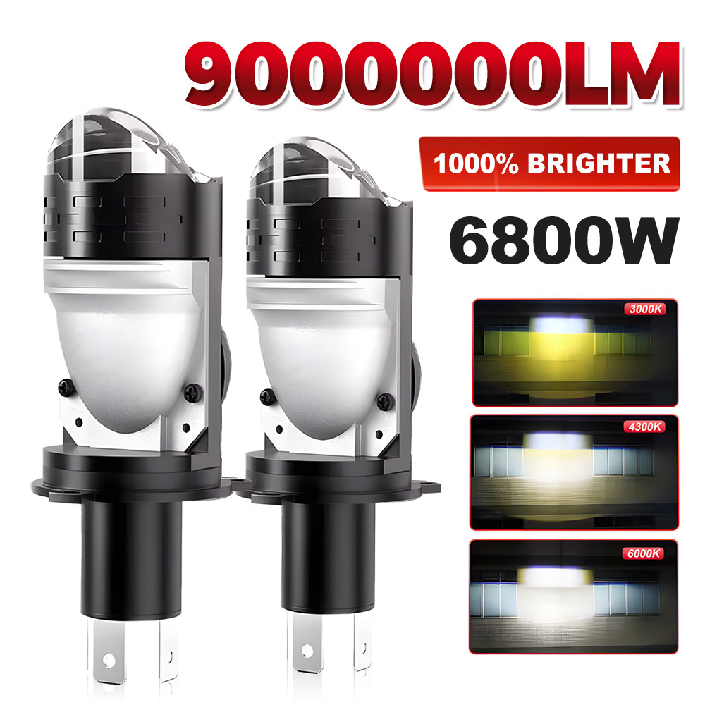 6800W H4 Bi Lenses H4 LED Canbus 3000K 4300K 6000K Mini Projector Led For Motorcycle Headlight H4