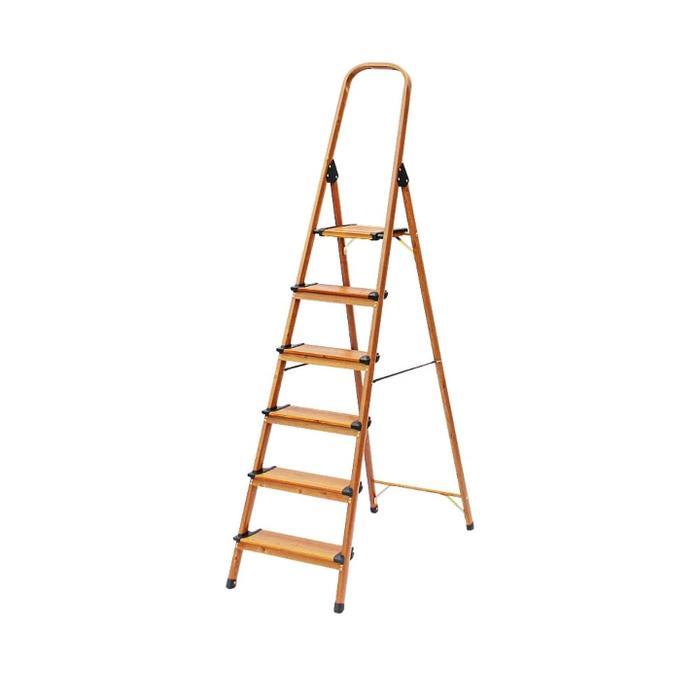 Tangga Lipat Aluminium 6 Wide Step Motif Kayu Krisbow pro