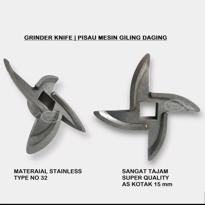 Meat Grinder Knife Pisau Mesin Gilingan Daging Besi Tajam As 15 mm No.32 Stainless